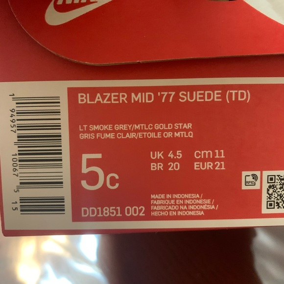 Nike Blazer Mid '77 Toddler Unisex Size 5c Shoes - Picture 8 of 11